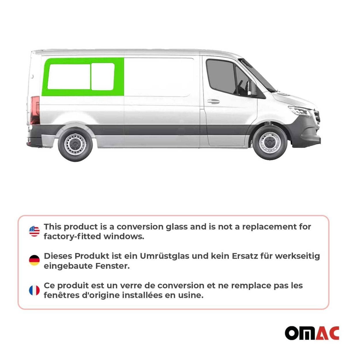 OMAC Seitenfenster Schiebefenster VW Crafter L2 Bj. 2006-2017 Hinten Rechts - A050991