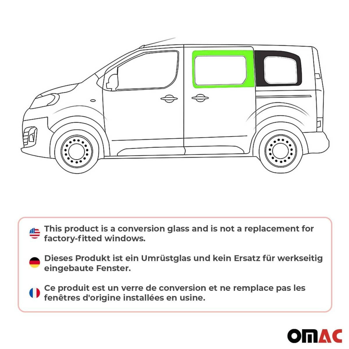 OMAC Seitenfenster Seitenscheibe Peugeot Expert/Traveller L1 ab Bj. 2017 Schiebetür Links OMAC Seitenfenster Seitenscheibe Peugeot Expert-Traveller L1 ab Bj. 2017 Schiebetuer Links - A050913