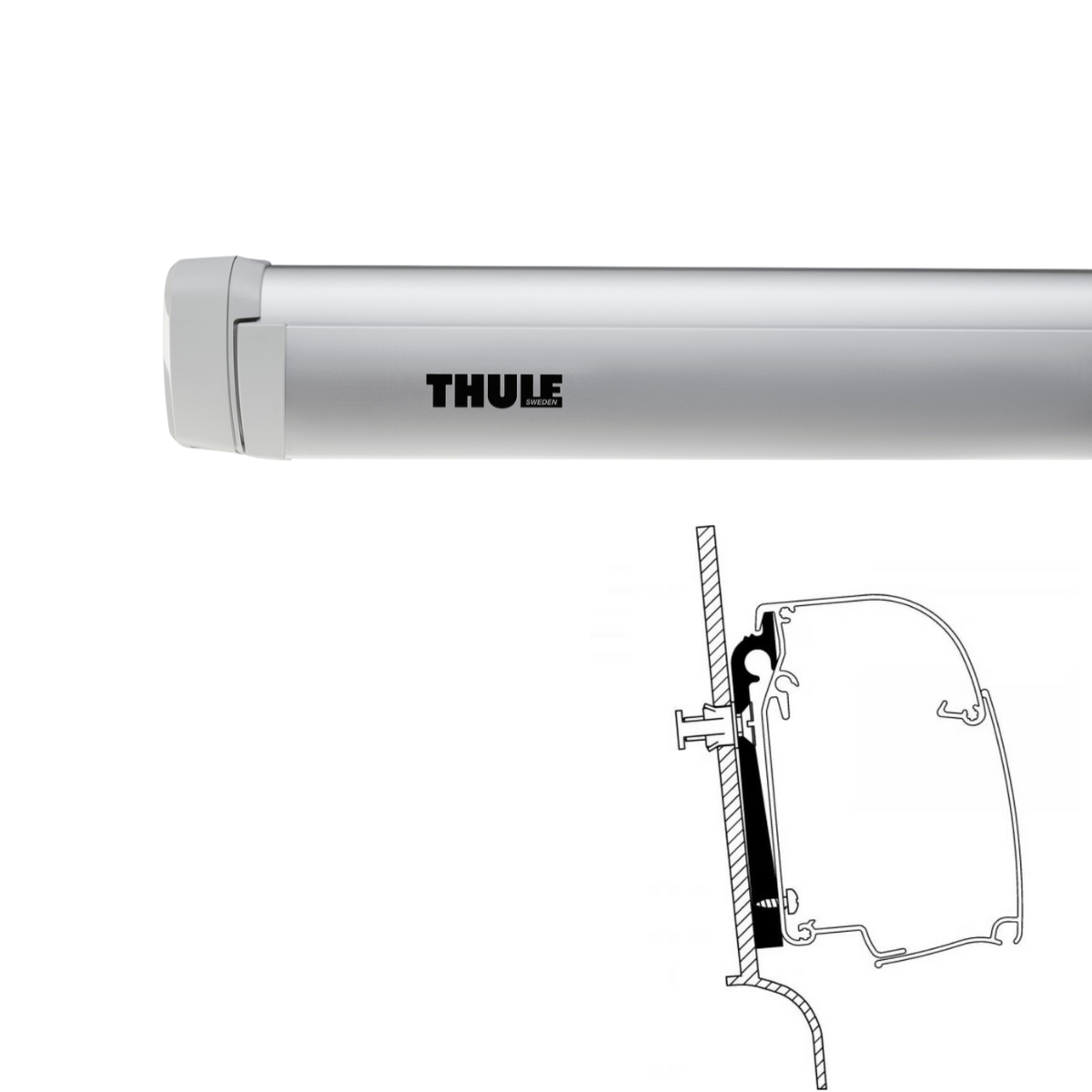 THULE Omnistor Markise 4200 Gehaeuse eloxiert Tuch Mystic grau 260 cm - 302810