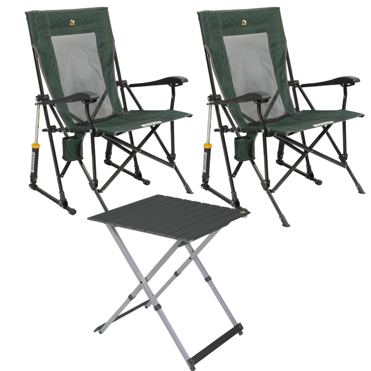 Set GCI Tisch Camp Table 25 - 2 Schaukelstuehle RoadTrip Rocker Hunter Topo - 376286 39226