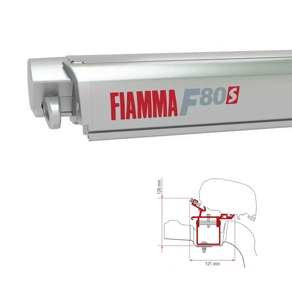 Markise FIAMMA F80 S 320 Royal grey Gehaeuse titanium inkl. Adapter VW Crafter II MAN TGE H3 L3 ab 2017 ohne Schiene auf dem Dach