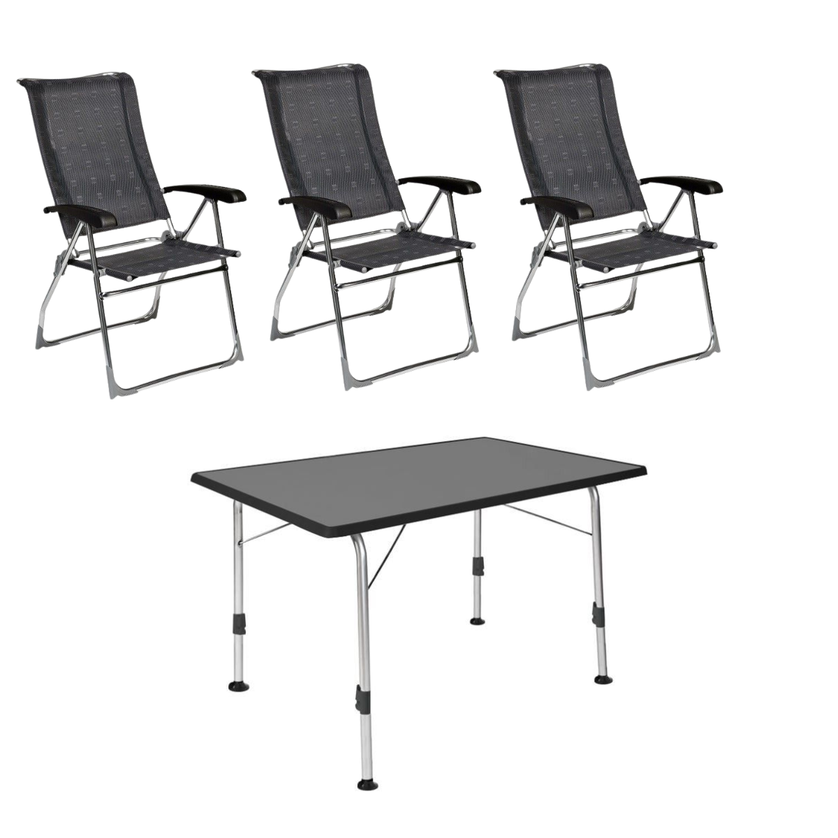 DUKDALF Stuhl Aspen anthrazit 3er-Set & Tisch STABILIC III 115x70 cm anthrazit DUKDALF Stuhl Aspen anthrazit 3er-Set - Tisch STABILIC III 115x70 cm anthrazit - 42-01-0677-4 40-24-1157.4