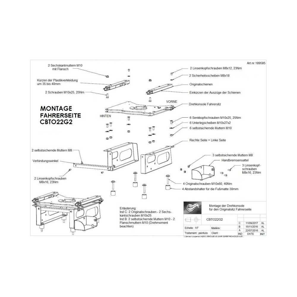 SCOPEMA Drehkonsole Citroen Spacetourer ab Bj- 2016 Fahrerseite mech. Handbremse - CBTO22G2