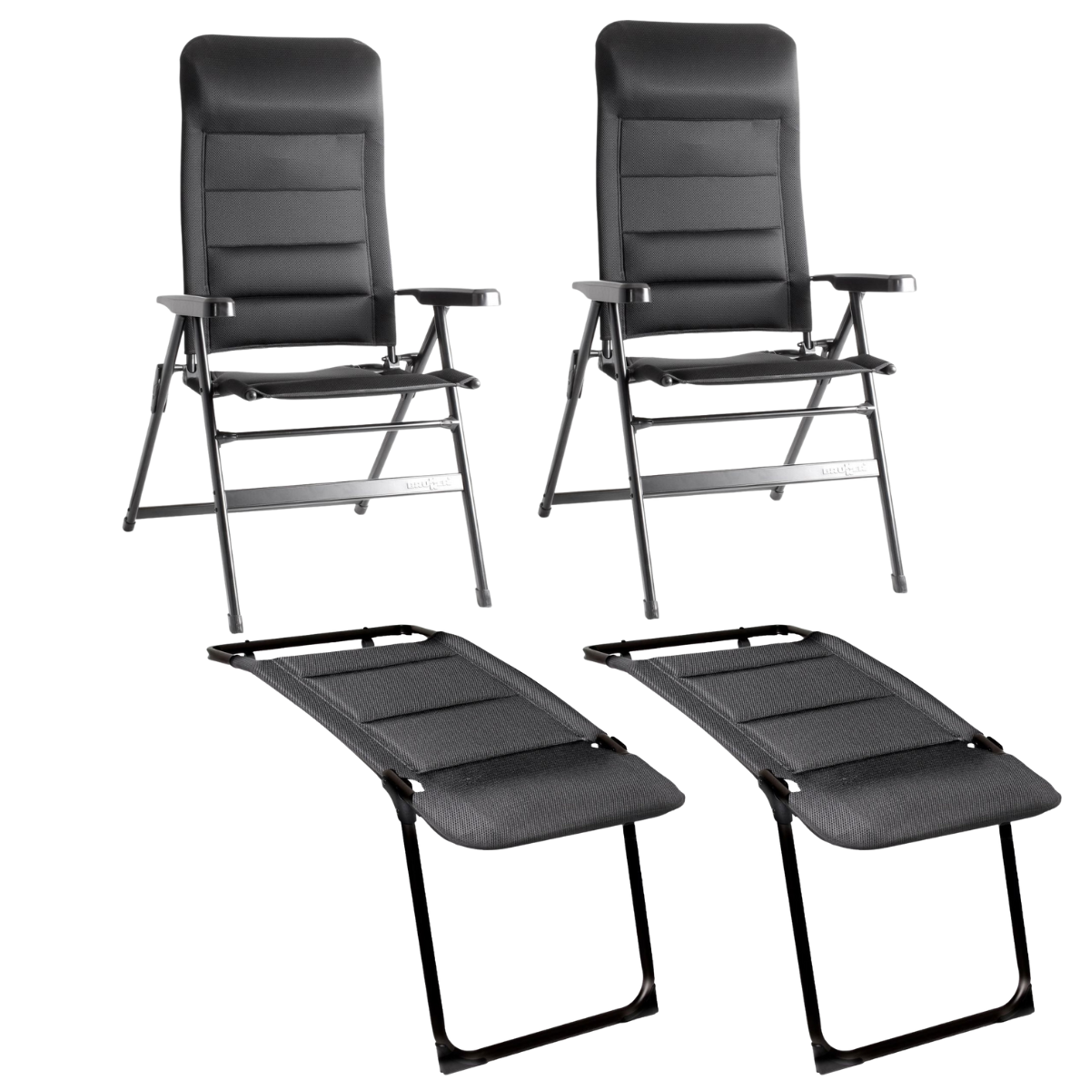 BRUNNER Campingstuhl ARAVEL 3D - S Schwarz mit Beinauflagen 2er-Set - 0404065N-C09S 0404079N.C09