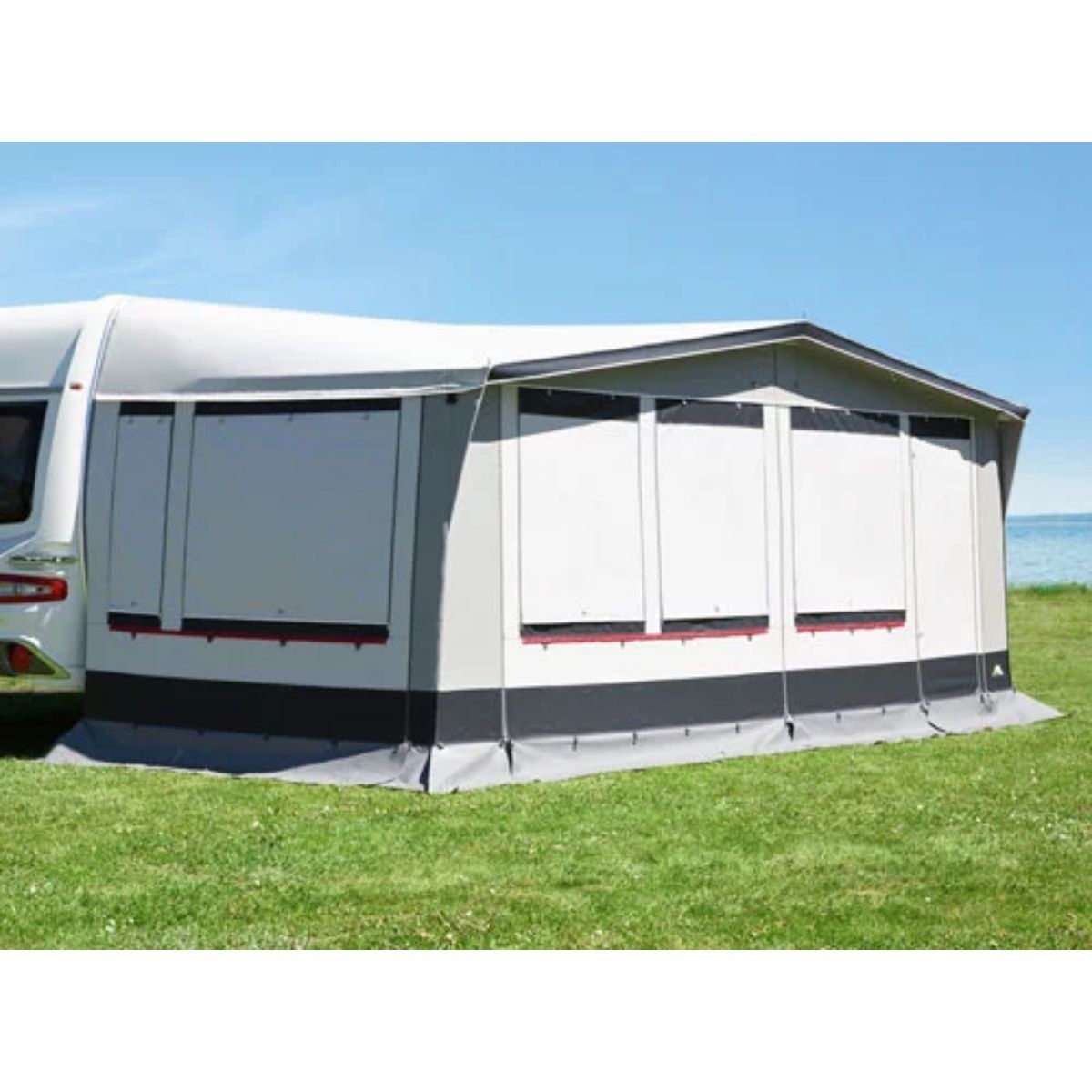 DWT Wohnwagen-Vorzelt PARADIES III Gr. 14 Umlaufmass 941-970 cm Tiefe 280 cm mit 28 mm Stahlgestaenge - 125094S28