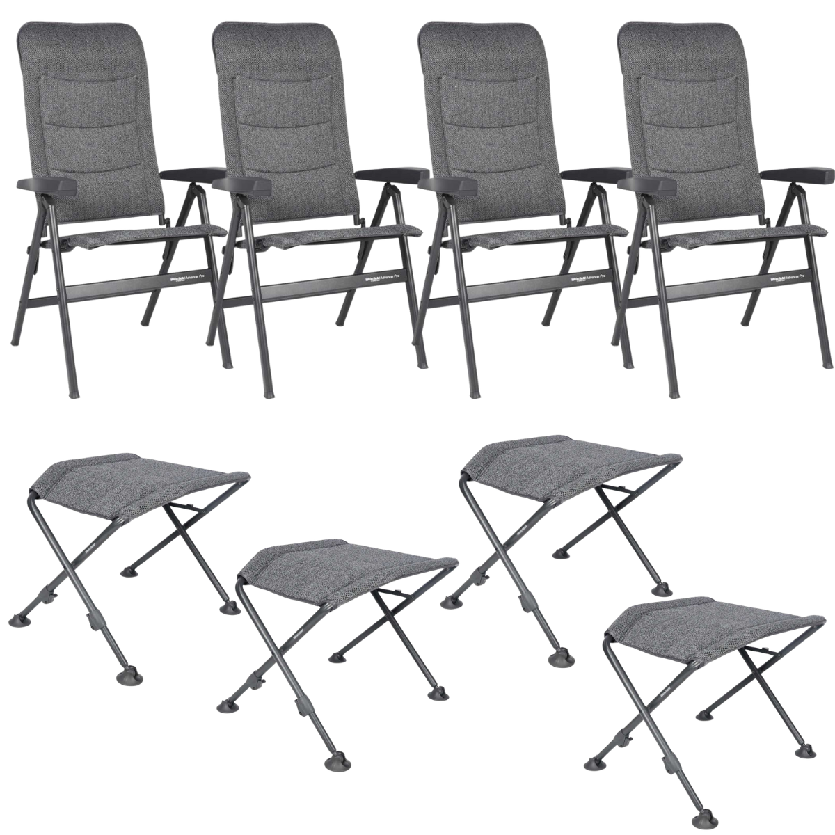 WESTFIELD Campingstuhl Advancer Pro grey melange - Beinauflagen FOCUS 4er-Set - 201-1884 GM 201-812 GM