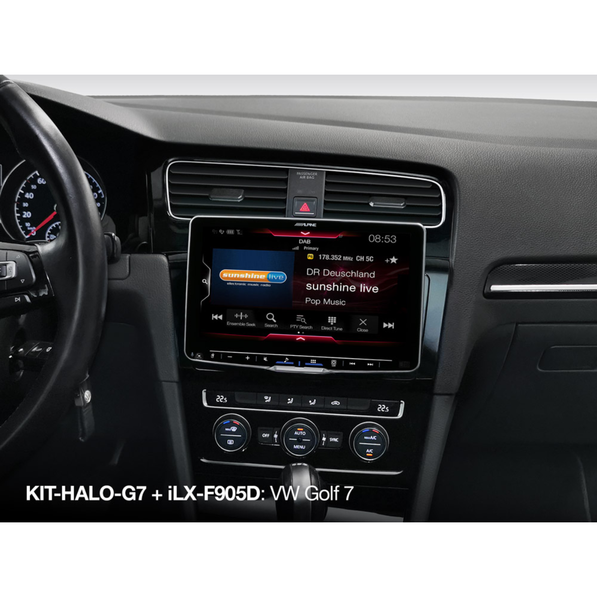 ALPINE 2-DIN Einbaukit VW Golf VII Bj. 2013-2017 KIT-HALO-G7 - KIT-HALO-G7