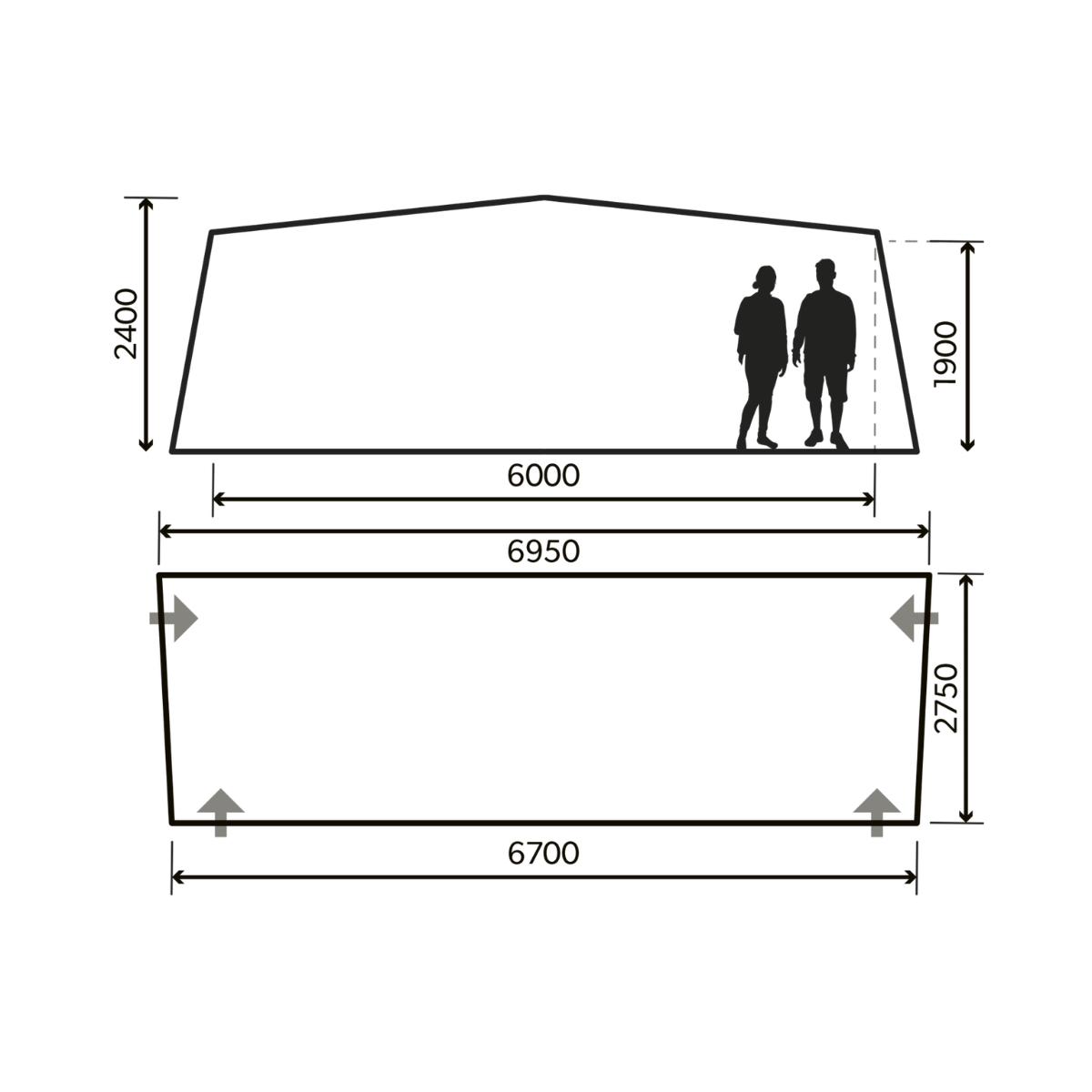 DOMETIC aufblasbares Vorzelt Residence AIR All-Season- Gr. 18- Umlaufmass 1065-1090 cm- Tiefe 275 cm - 9120002138