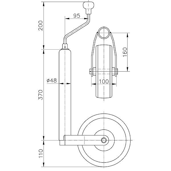 Winterhoff Deichsellaufrad 220 x 70 mm Kunststoff Kunststoff 4-2 kg