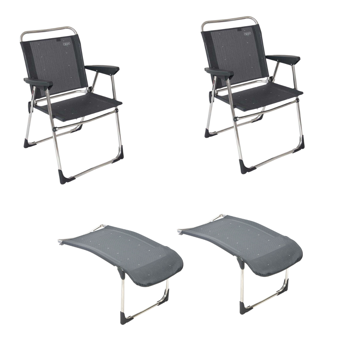 CRESPO Campingstuhl Classic AL-219 anthrazit - Beinauflagen R-215-M 2er-Set - 1148097 1104890