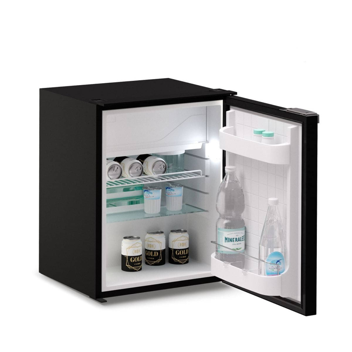 VITRIFRIGO Kompressor-Kuehlschrank C60i CHR 12-24 V 60 L mit Gefrierfach Schwarz