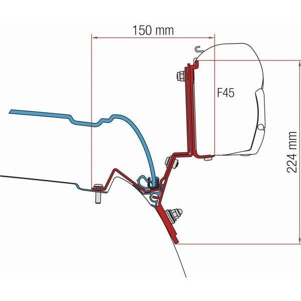Markise FIAMMA F45 S 260 Royal grey Gehaeuse titanium inkl. Adapter Mercedes V Klasse Marco Polo