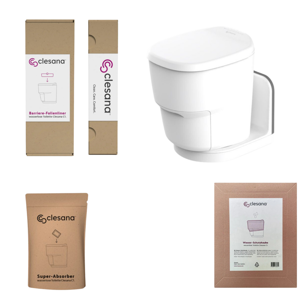 CLESANA Toilette C1 mit L-Adapter - Premium-Set - EU-10010010 EU-10020010 EU-10020020 EU-10040010