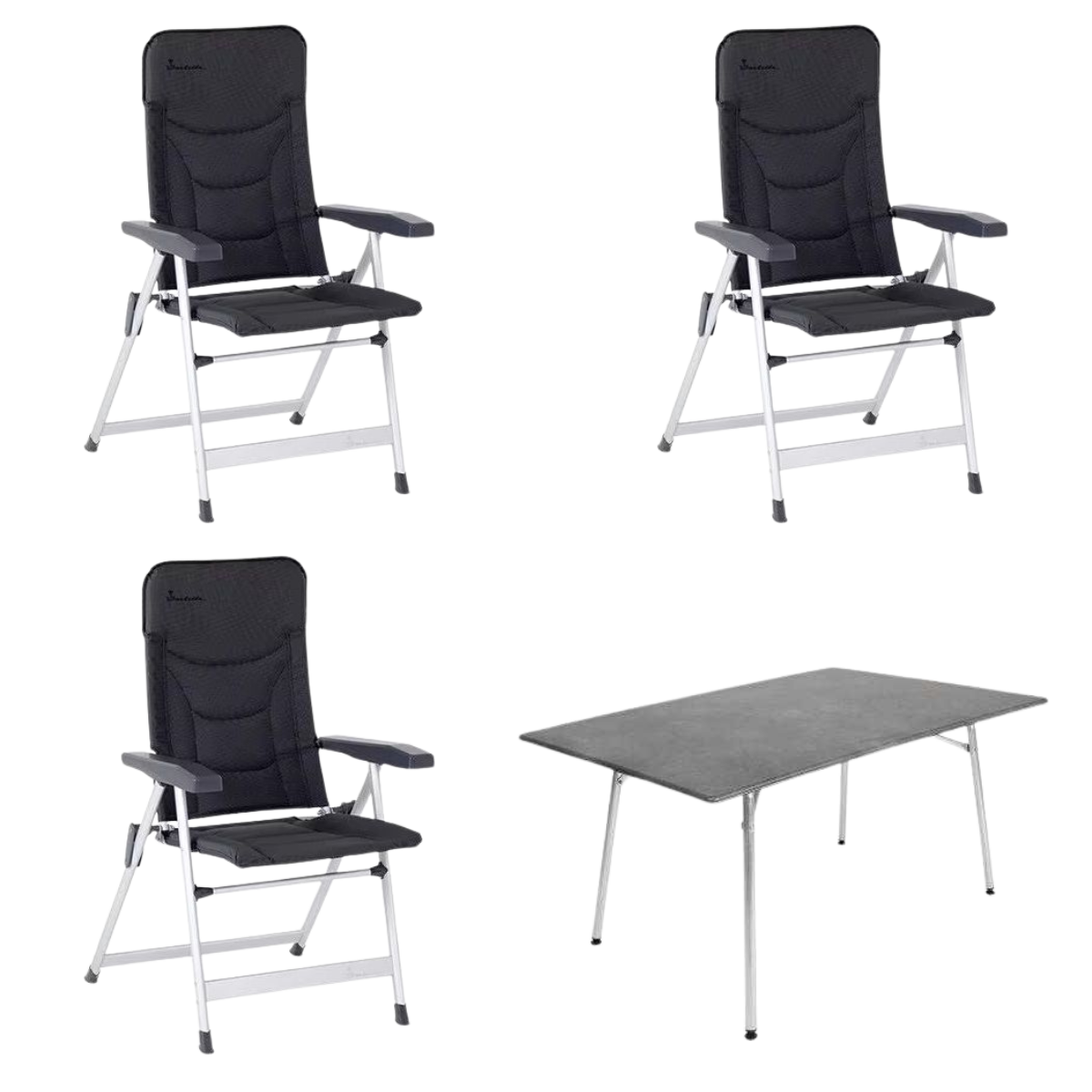 ISABELLA Campingstuhl Loke Low Back 3er Set mit Esstisch 90 x 160 cm ISABELLA Campingstuhl Loke Low Back 3er Set mit Esstisch 90 x 160 cm
