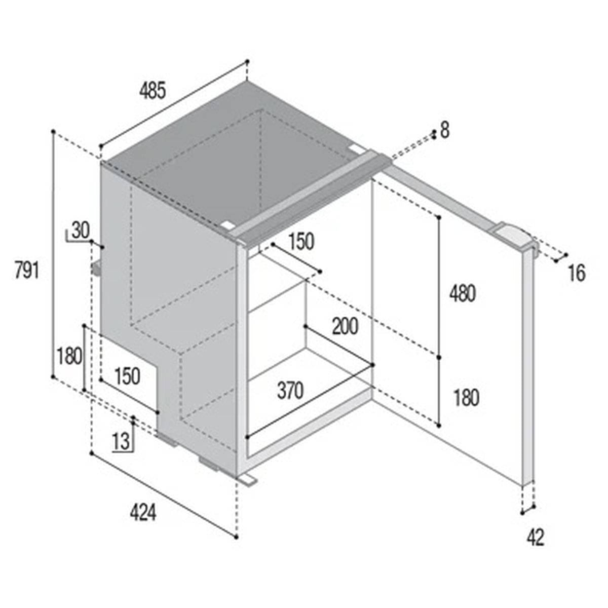 VITRIFRIGO Kompressor-Kuehlschrank C85i CHR 12-24 V 85 L mit Gefrierfach Grau