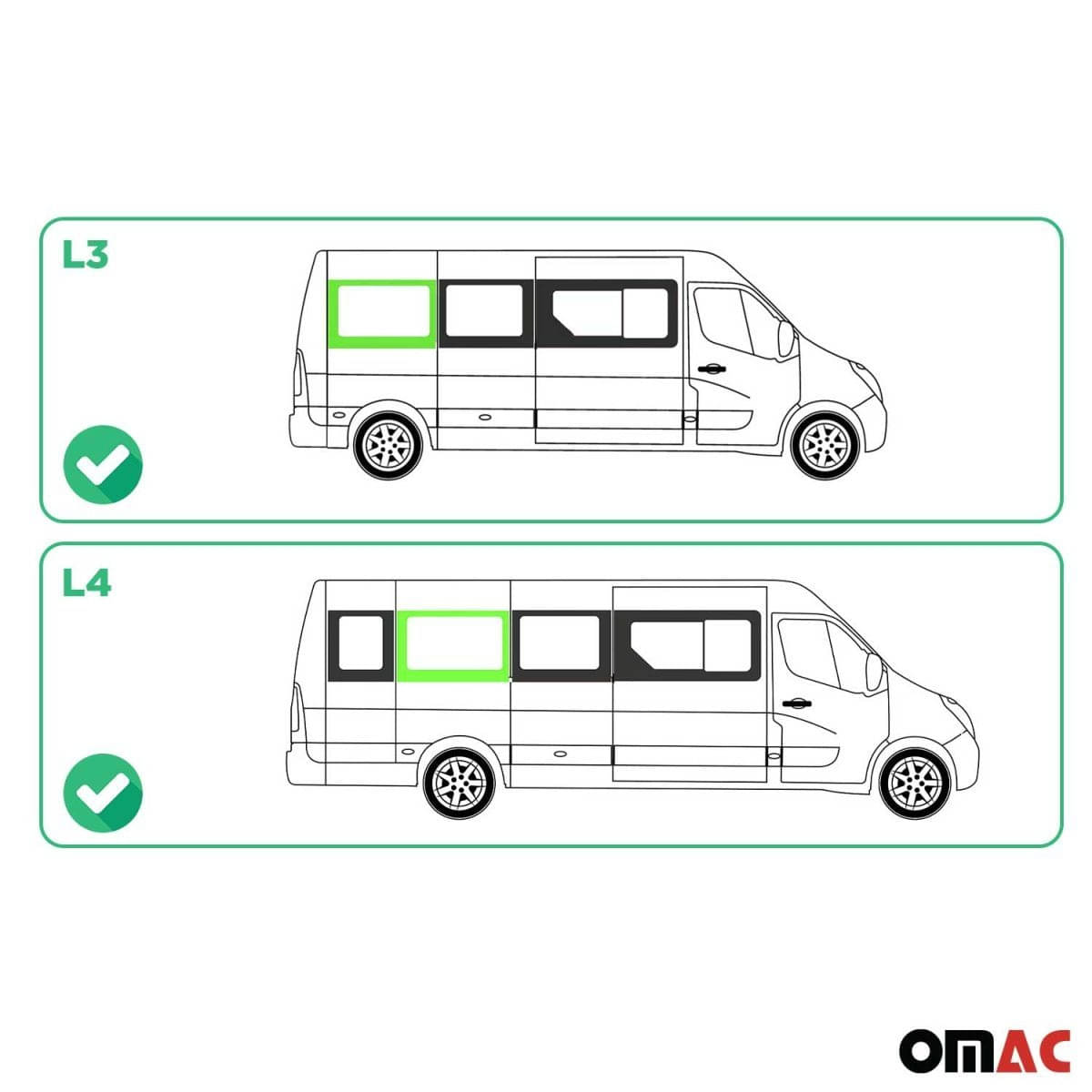 OMAC Seitenfenster Seitenscheibe Renault Master L3-L4 ab Bj. 2010 Hinten Rechts - A050959