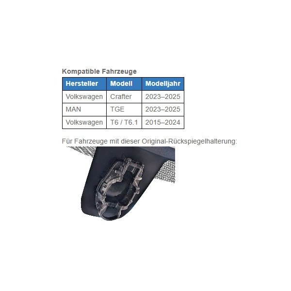 ALPINE Freeview Montagehalterung VW Crafter MAN TGE ab Bj- 2023 - VW T6 T6.1 - KTX-DME-BCRA2