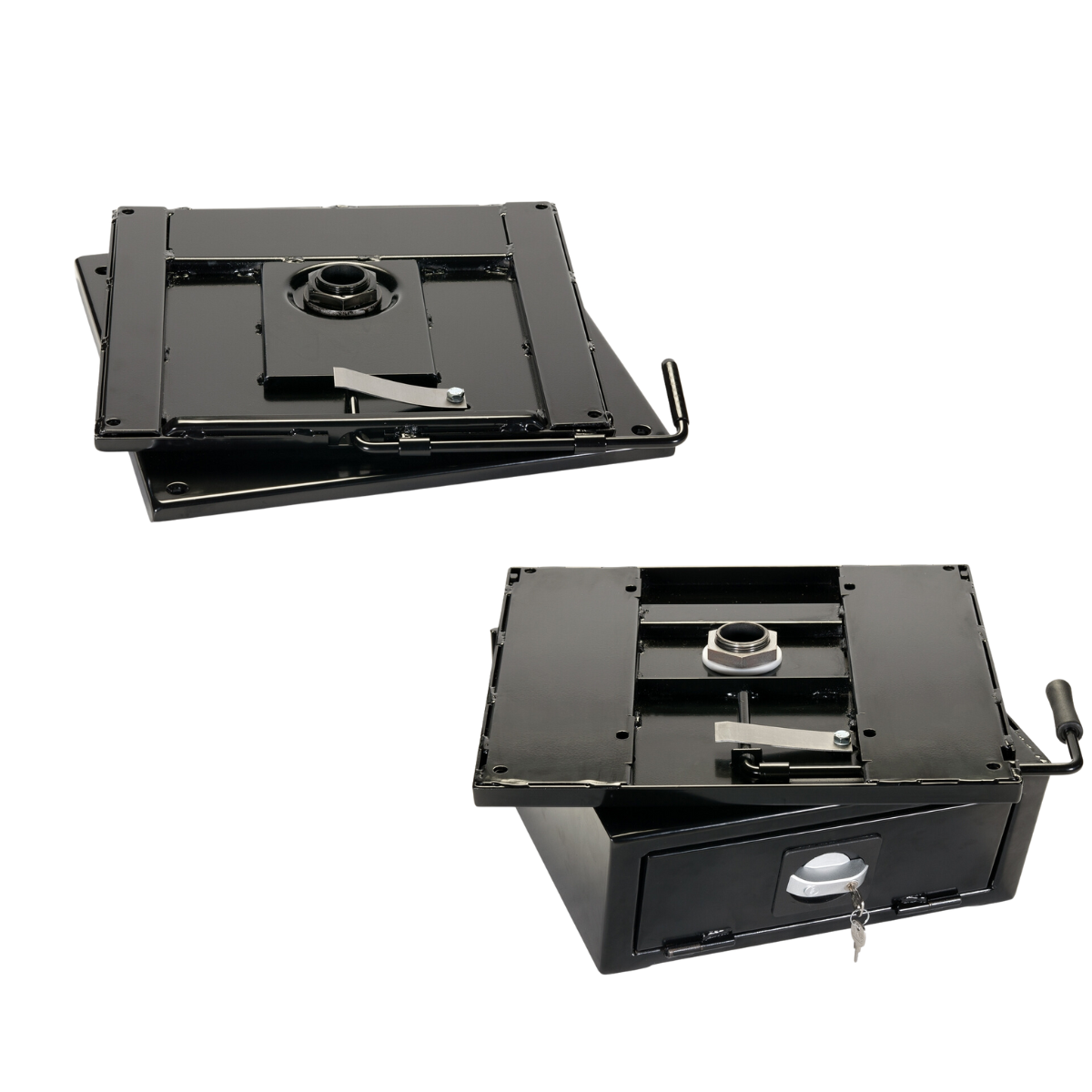 SPORTSCRAFT Drehkonsolen-Set mit Safe fuer 1 Originalsitz VW T4 Fahrer- und Beifahrerseite - 3346009 3346000