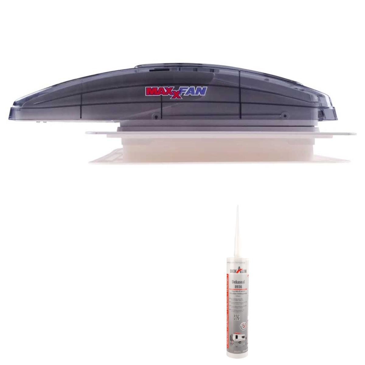 MAXXAIR MaxxFan Deluxe Dachlüfter transparent + DEKAseal 8936 Dichtmasse im Set MAXXAIR MaxxFan Deluxe Dachluefter transparent - DEKAseal 8936 Dichtmasse im Set - 00-7500KI40T