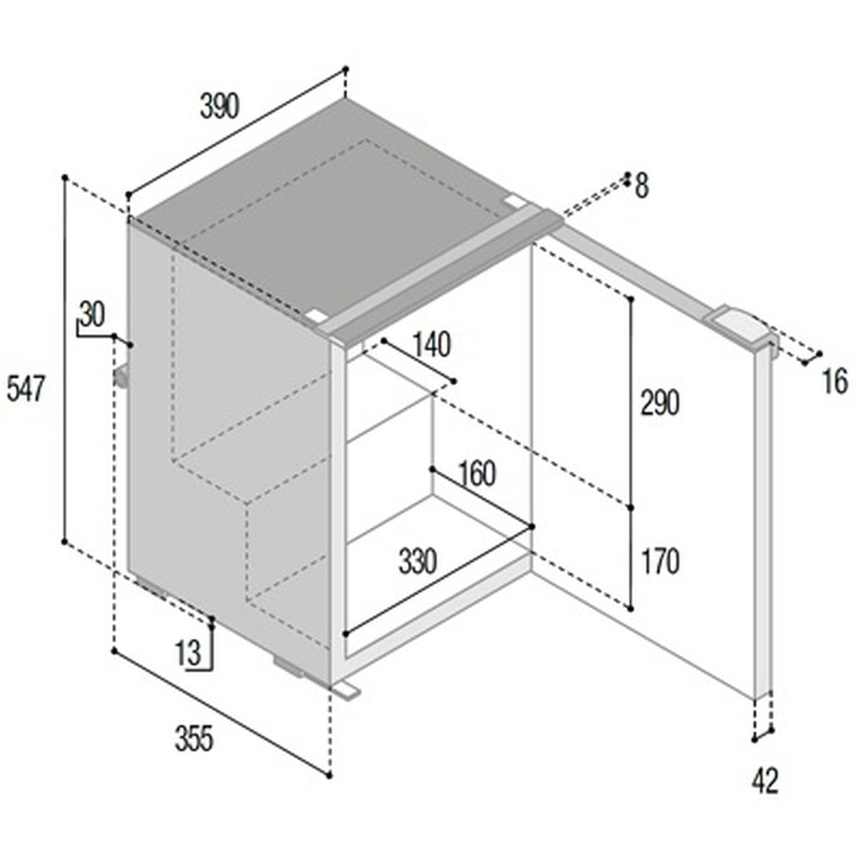 VITRIFRIGO Kompressor-Kuehlschrank C39i CHR 12-24 V 39 L mit Gefrierfach Schwarz
