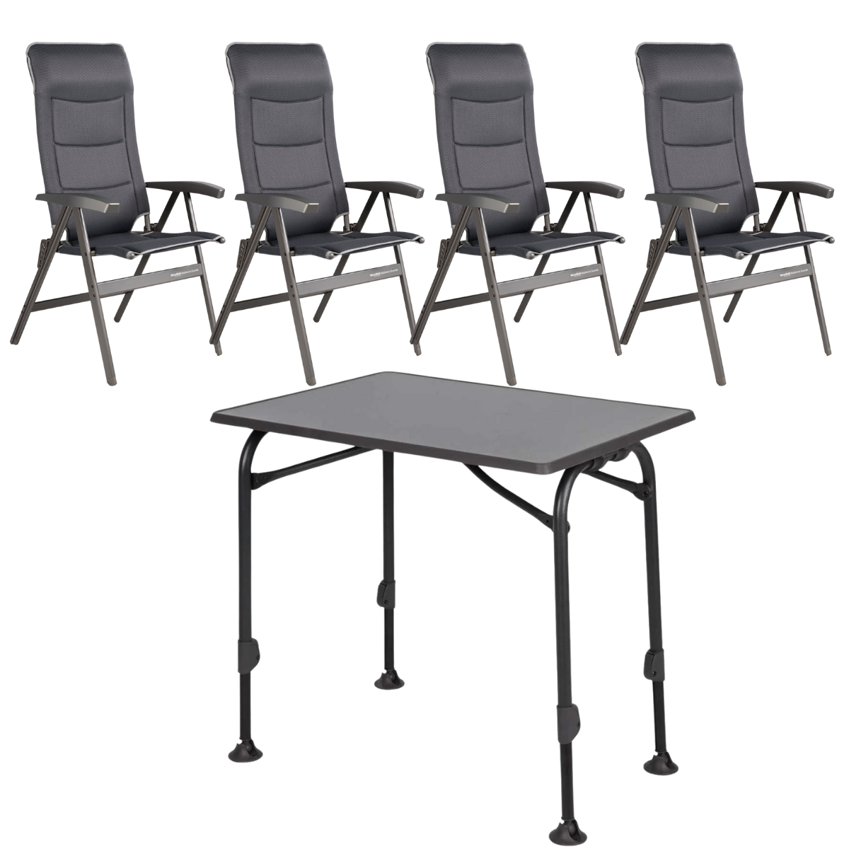 WESTFIELD Campingstuhl Noblesse Grande grey melange 4er-Set - Tisch AIRCOLITE 120x80 cm black - 101-102 GM 201-27251