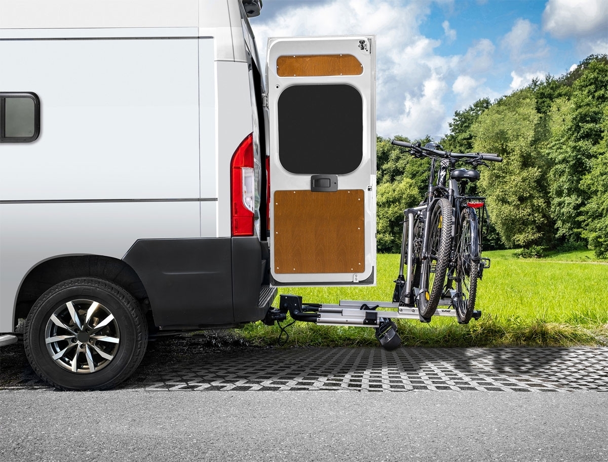 Fahrradtraeger EUFAB SD260 ausziehbar fuer 2 Raeder Hecktueren 11596 - Speziell für Pkw- Kastenwagen Vans und Wohnmobile mit Flügeltüren