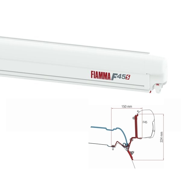 Markise FIAMMA F45 S 260 Royal grey Gehaeuse weiss inkl. Adapter Mercedes V Klasse Marco Polo