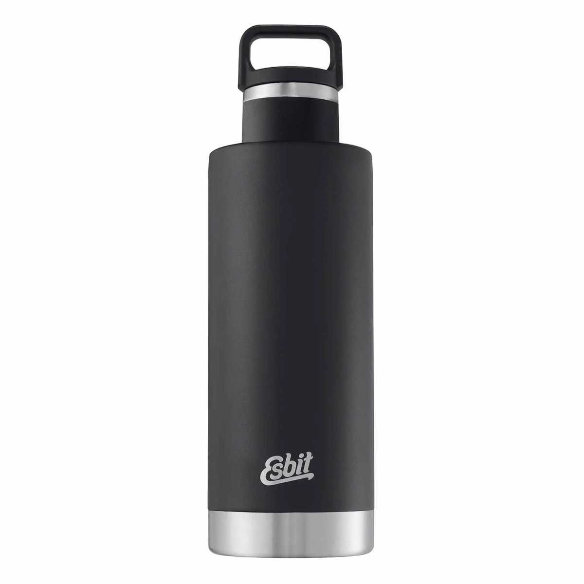 ESBIT Edelstahl Isolierflasche SCULPTOR 1000 ml Schwarz -Standard Mouth- mit Manschette - IB1000SC-SL-BK