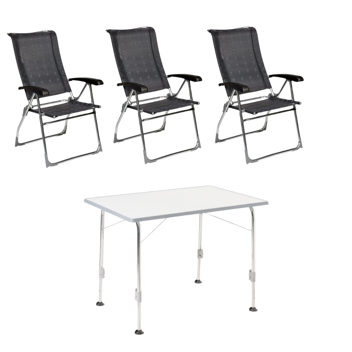 DUKDALF Stuhl Aspen anthrazit 3er-Set & Tisch STABILIC III 115x70 cm hellgrau DUKDALF Stuhl Aspen anthrazit 3er-Set - Tisch STABILIC III 115x70 cm hellgrau - 42-01-0677-4 40-24-1157.0