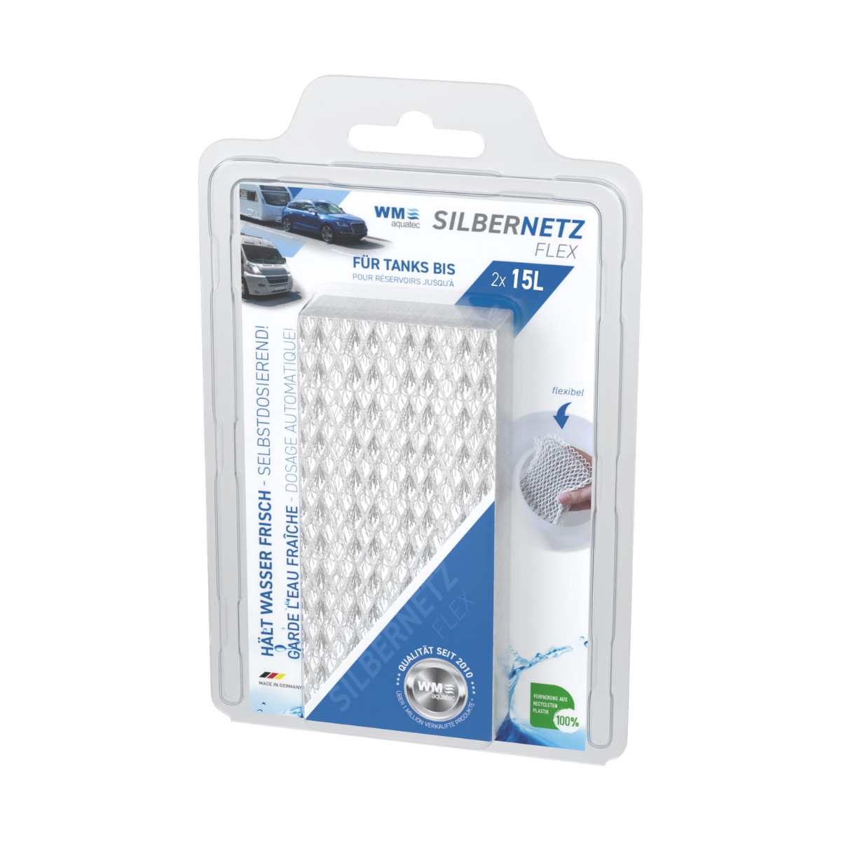 WM AQUATEC SILVERNET FLEX Waterconservatie voor tankinhouden tot 15 L 2-stuks WM AQUATEC SILBERNETZ FLEX Wasserkonservierung fuer Tankgroessen bis 15 L 2er-Set - STSN-15-2