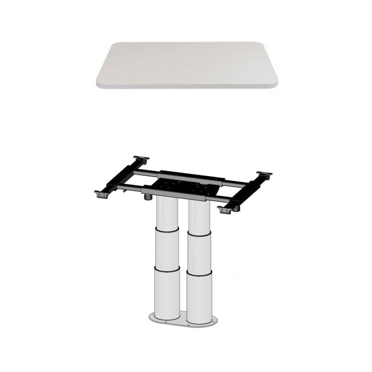 ILSE TECHNIK Zweisaeulen Liftgestell mit Verschiebung 7937 inkl. Leichtbautischplatte weiss hochglanz 75 x 95 x 2-8 cm