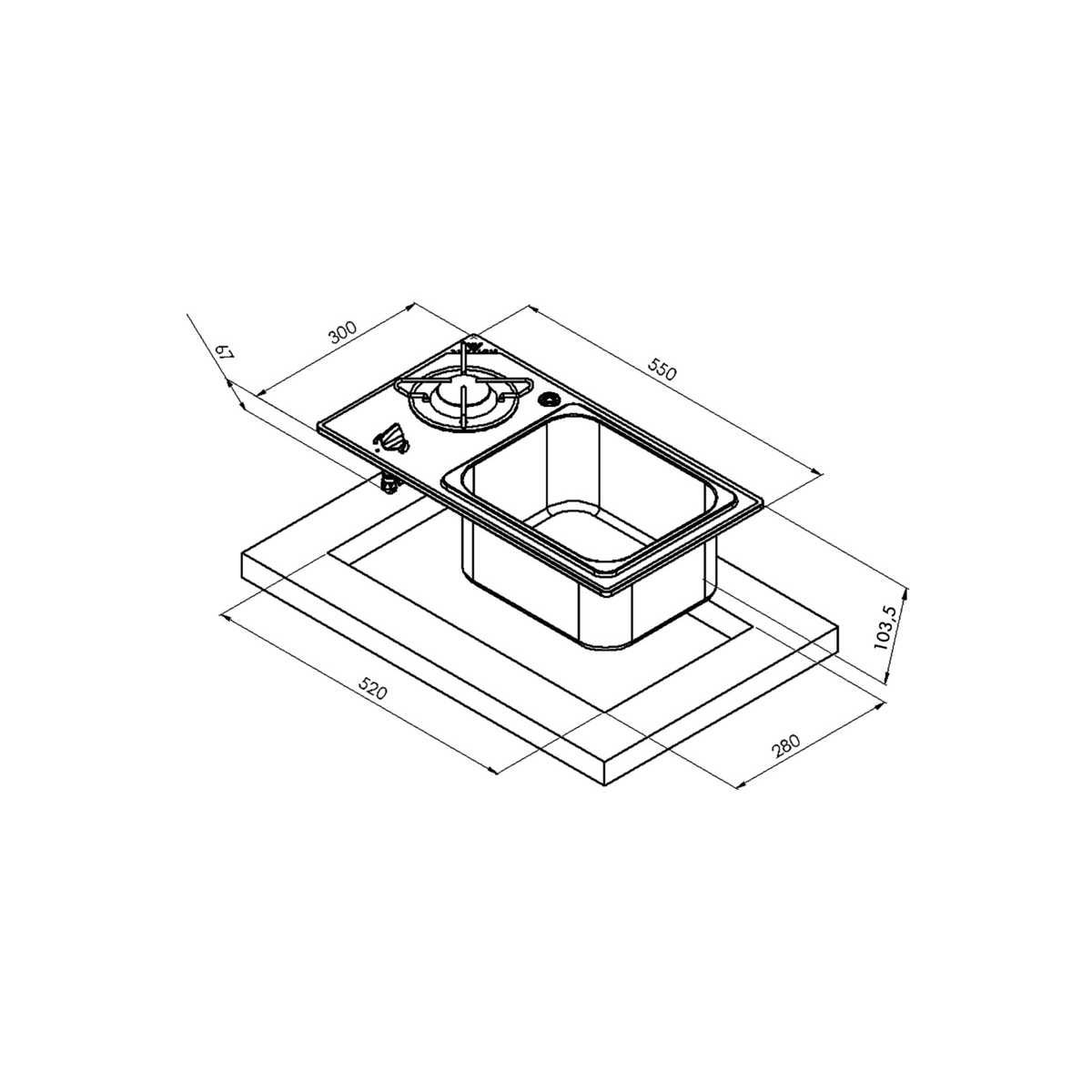 Carbest VanStream Kocher-Spuelen-Kombination 1-flammig 30 mbar 55x33-4x15cm - 70575