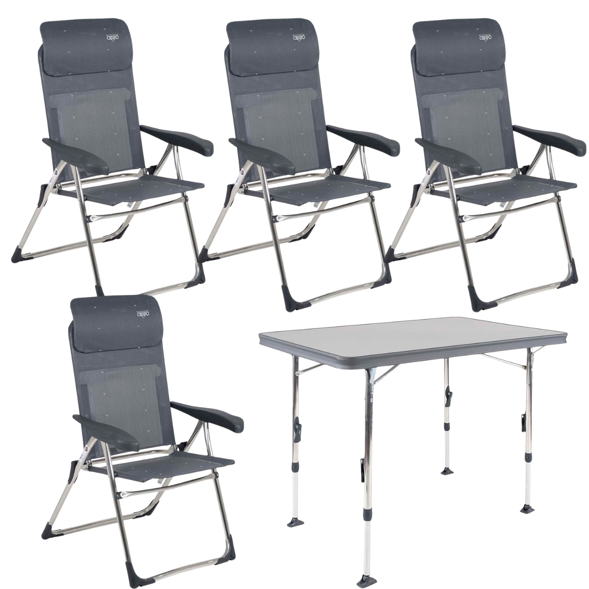 CRESPO Campingstuhl Classic Compact AL/213-C-40 anthrazit 4er-Set & Tisch Ligero AL/247 110x70 cm CRESPO Campingstuhl Classic Compact AL-213-C-40 anthrazit 4er-Set - Tisch Ligero AL-247 110x70 cm - 1104970 1151378