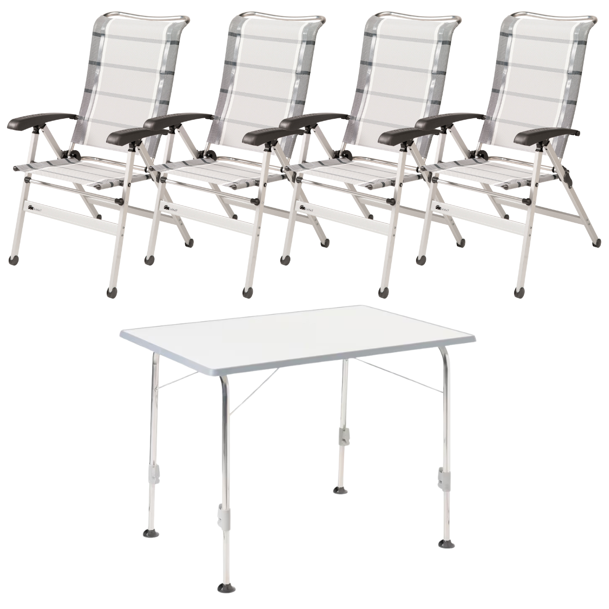 DUKDALF Stuhl Cha Cha silber anthrazit 4er-Set - Tisch STABILIC III 115x70 cm hellgrau - 42-02-0649-4 40-24-1157.0