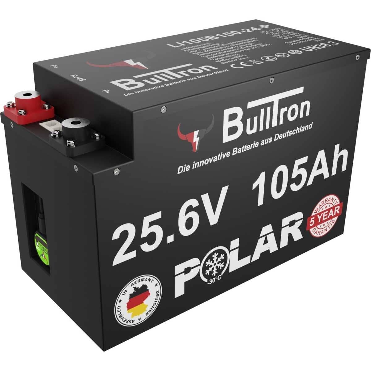 BULLTRON Lithium-Batterie POLAR 105Ah 24V inkl. BMS 150A Dauerstrom - App - LI105B150-24-P