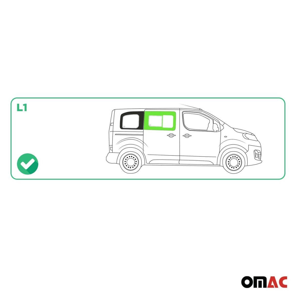 OMAC Seitenfenster Schiebefenster Peugeot Expert-Traveller L1 ab Bj. 2017-2024 Schiebetuer Rechts - A050908