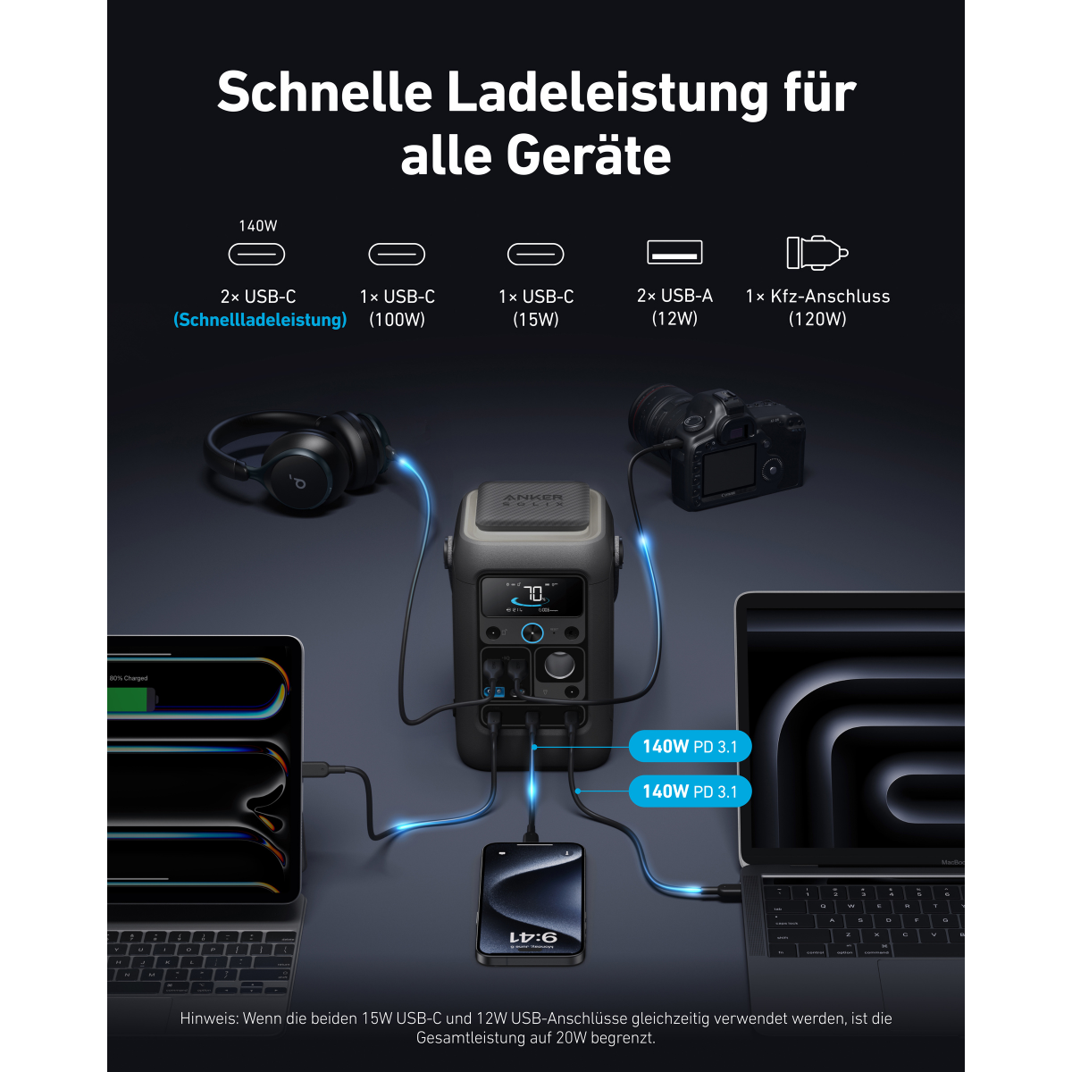 ANKER SOLIX C300X DC Tragbare Powerstation 288Wh - A1728311