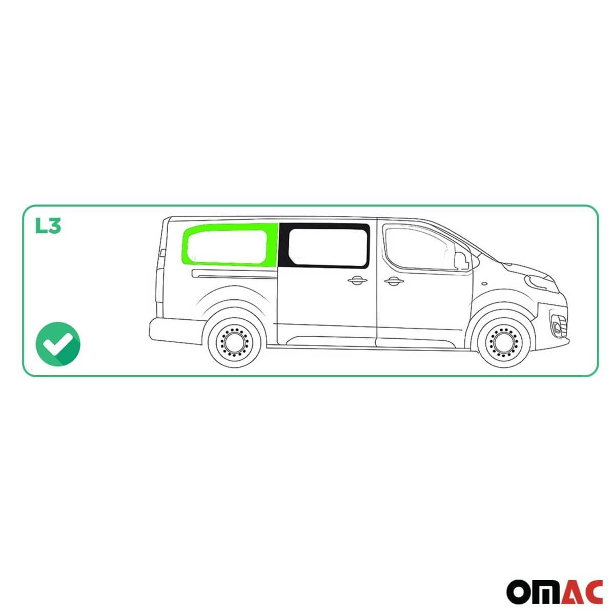 OMAC Seitenfenster Seitenscheibe Toyota Proace L3 Bj. 2017-2024 Hinten Rechts Schiebetür OMAC Seitenfenster Seitenscheibe Toyota Proace L3 Bj. 2017-2024 Hinten Rechts Schiebetuer - A050972