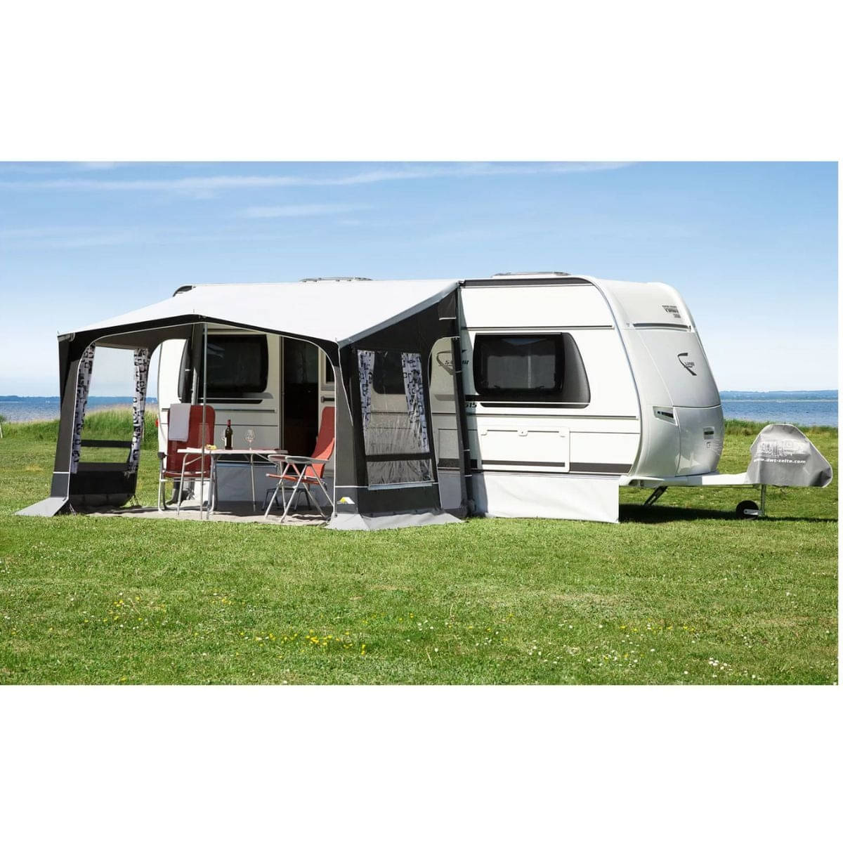 DWT Wohnwagen-Teilzelt JAZZ 450 x 240 cm mit 25 mm Stahlgestaenge