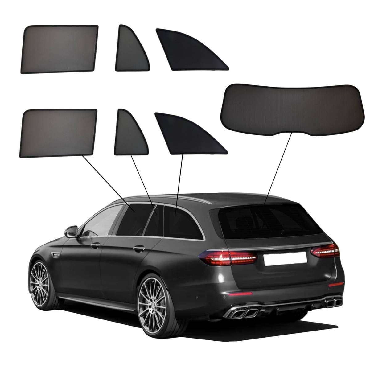 WINDESA SunClip Sonnenschutz - Sichtschutz Mercedes E-Klasse T Modell Bj. 2016-2023 Set ABC - sun-10357abc
