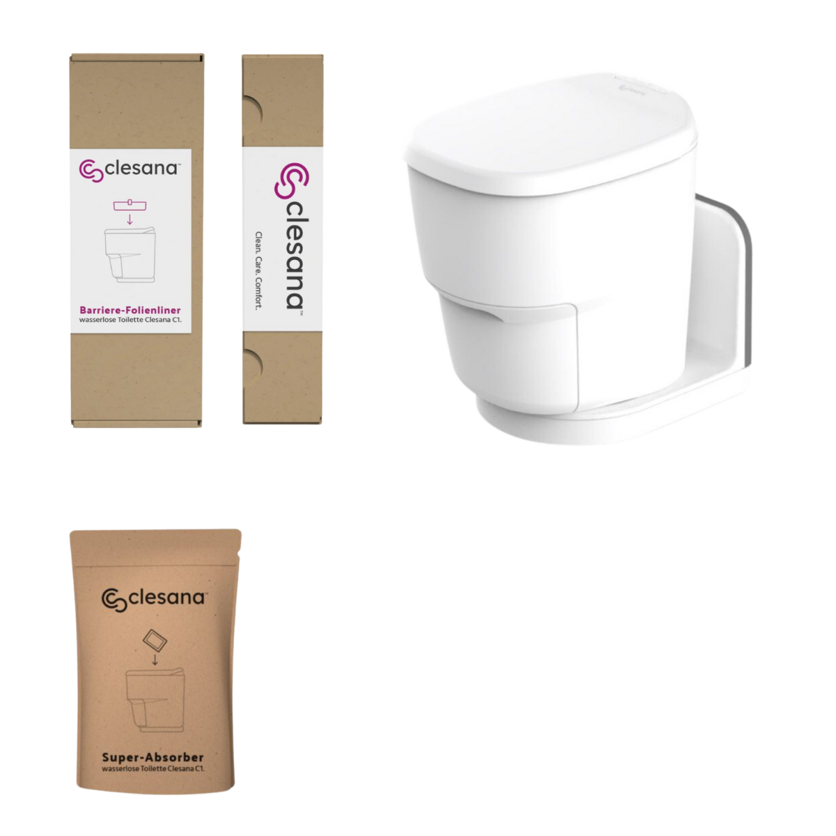 CLESANA Toilette C1 mit L-Adapter - Starter-Set - EU-10010010 EU-10020010 EU-10020020