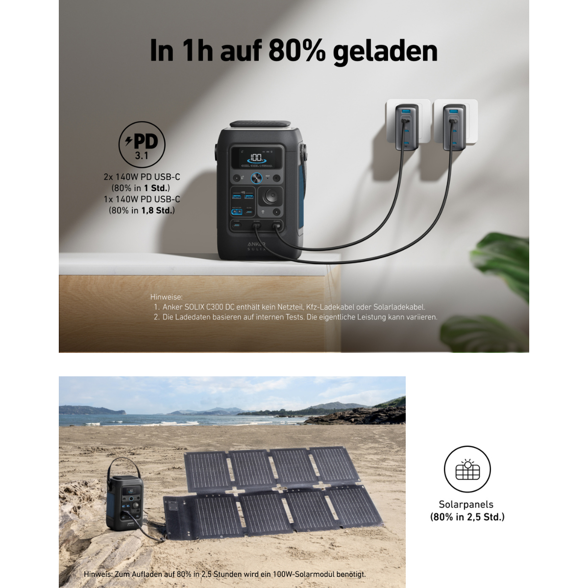 ANKER SOLIX C300X DC Tragbare Powerstation 288Wh - A1728311