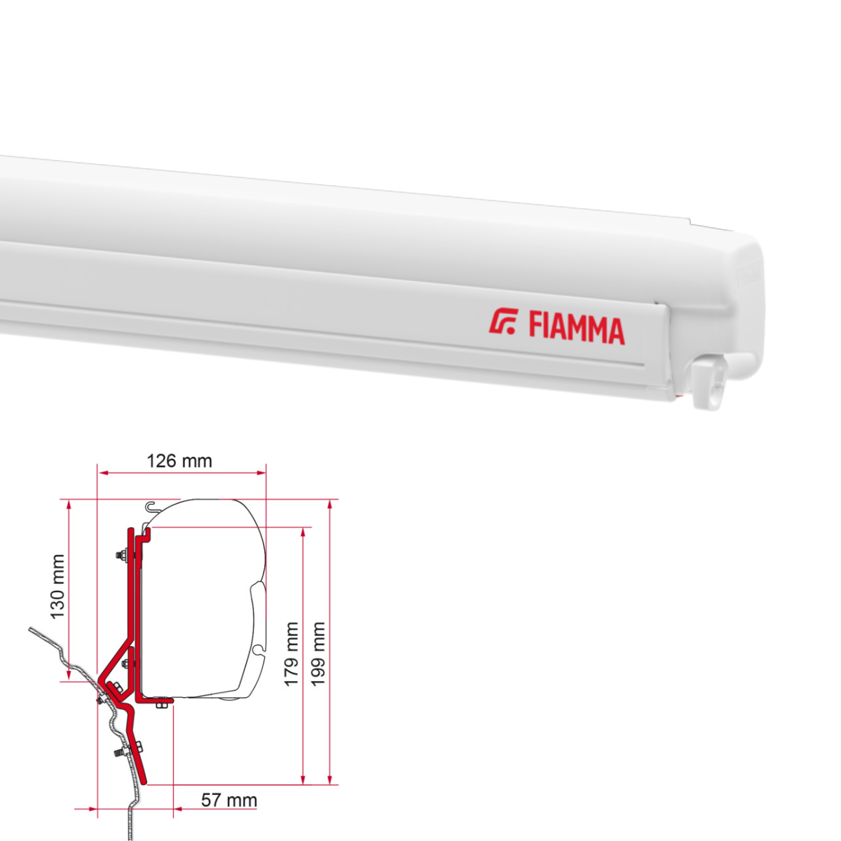 Markise FIAMMA F45 S 260 Royal grey Gehaeuse weiss inkl. Adapterkit T4 kurzer Radstand - 06280H01R 98655-292