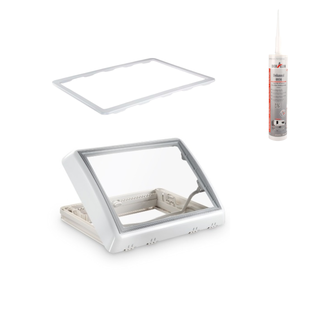 DOMETIC Midi Heki Style Buegel weiss Dachstaerke 25 - 29 mm ohne Zwangsbelueftung - Fiat Ducato-Set 1.0 - 9104120058 9104116106