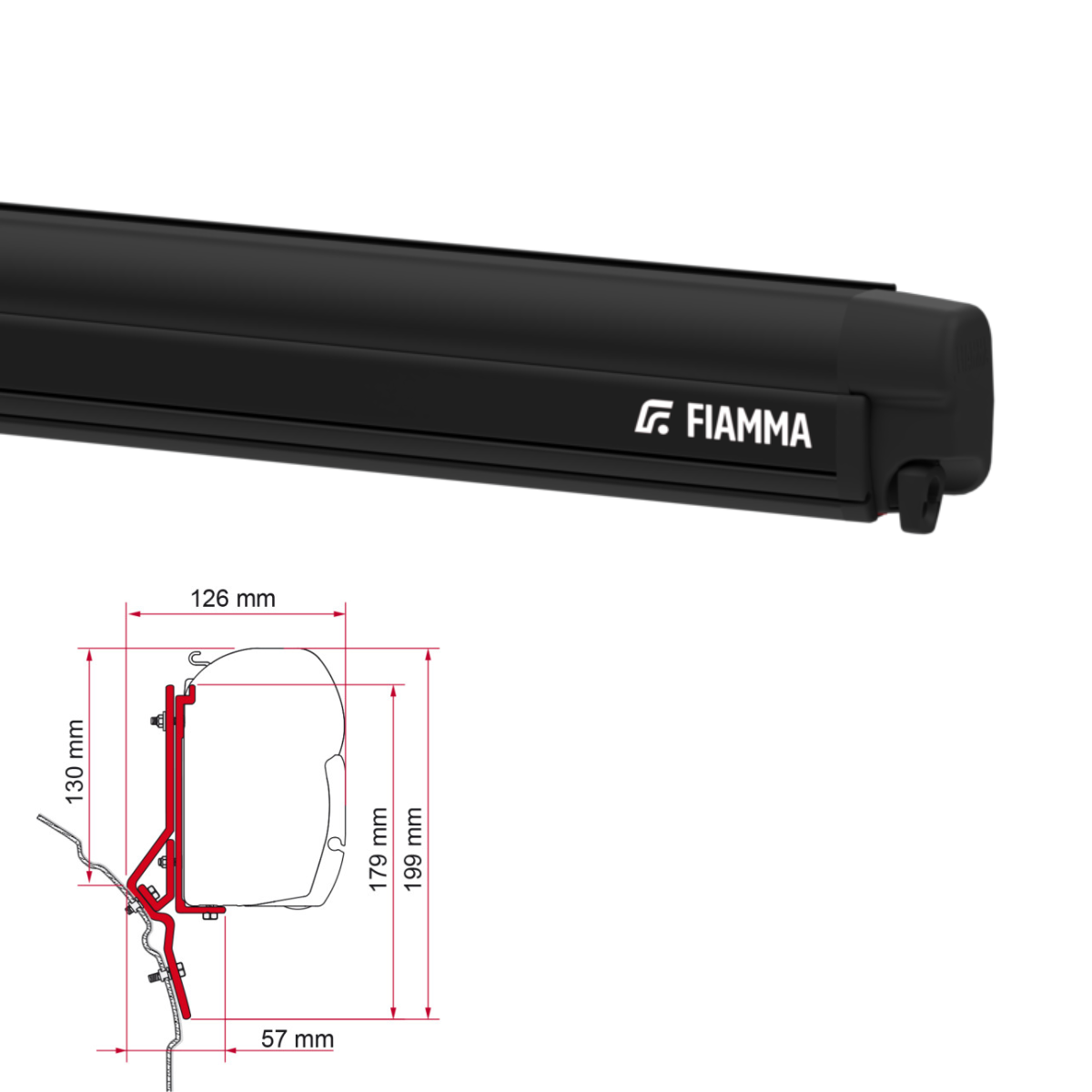 Markise FIAMMA F45 S 260 Royal grey Behuizing deep black incl. Adapterkit VW T4 korte wielbasis Markise FIAMMA F45 S 260 Royal grey Gehaeuse deep black inkl. Adapterkit VW T4 kurzer Radstand - 06759H01R 98655-292
