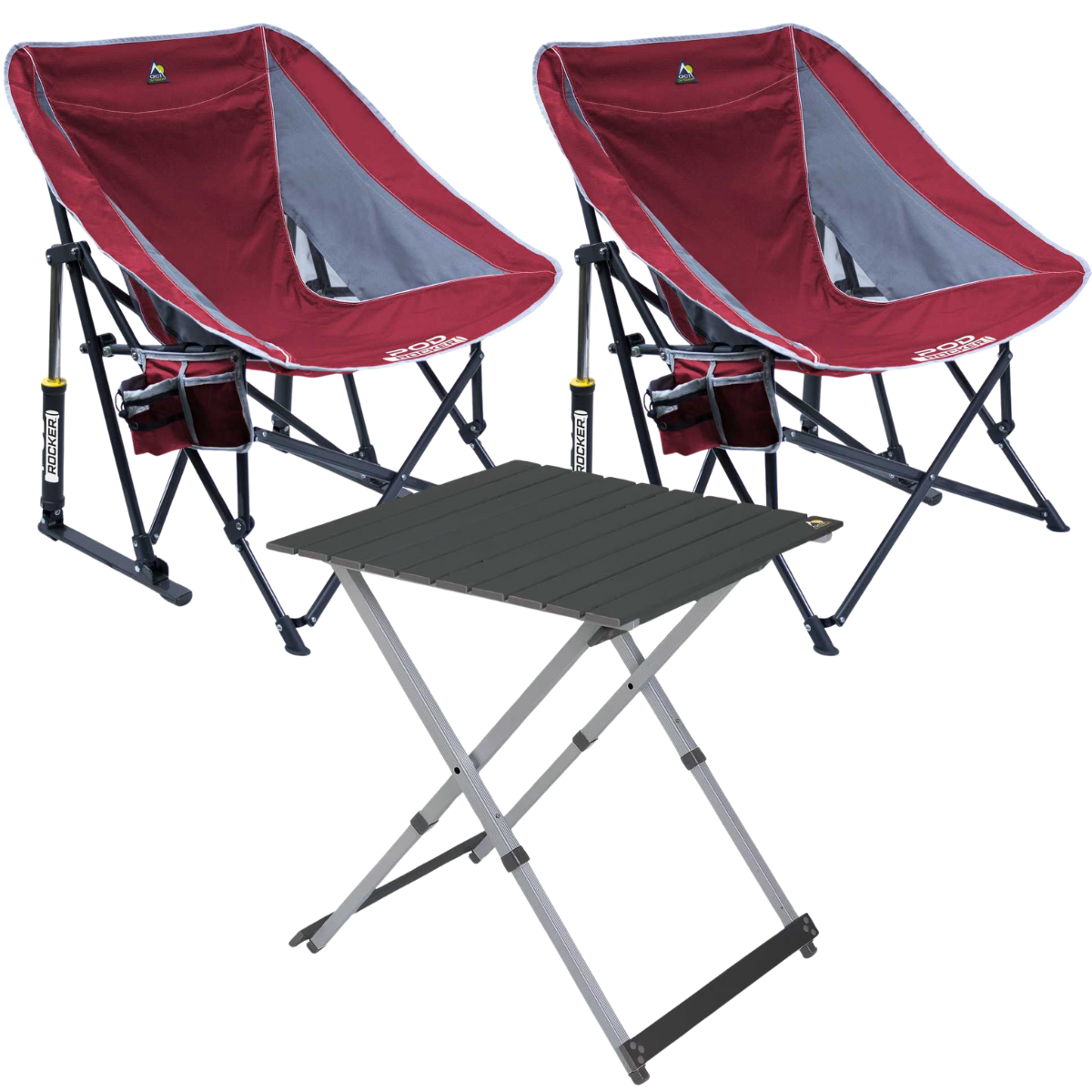 Set GCI Tisch Camp Table 25 - 2 Schaukelstuehle Pod Rocker Red - 37418 39226