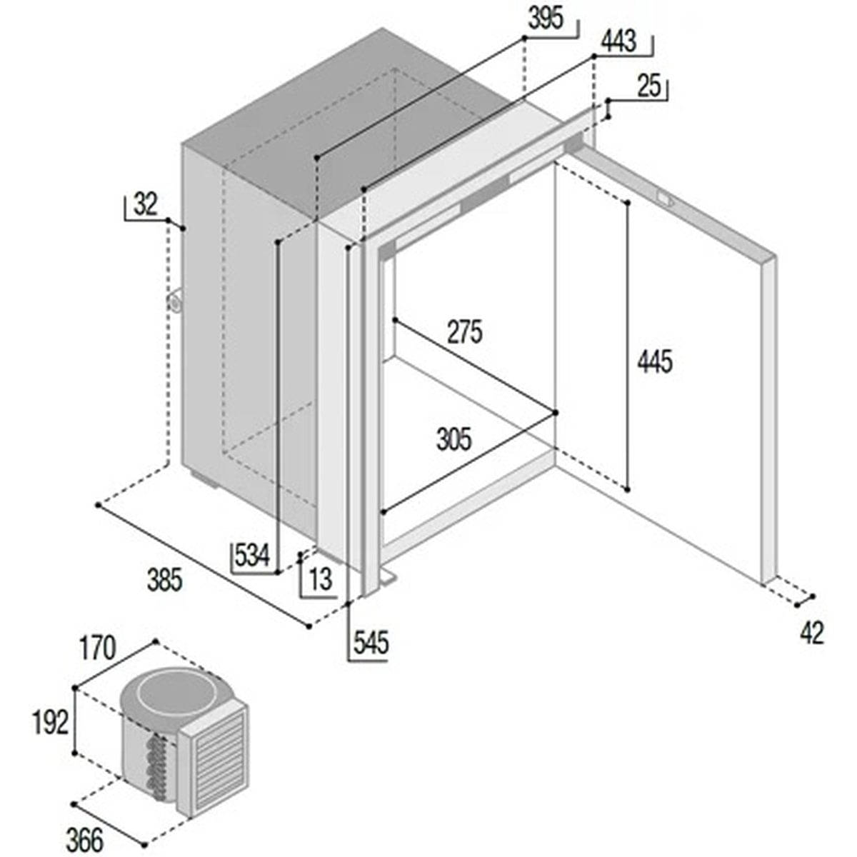 VITRIFRIGO Kompressor-Kuehlschrank C42LX OCX2 12-24 V 42 L mit Gefrierfach Edelstahl