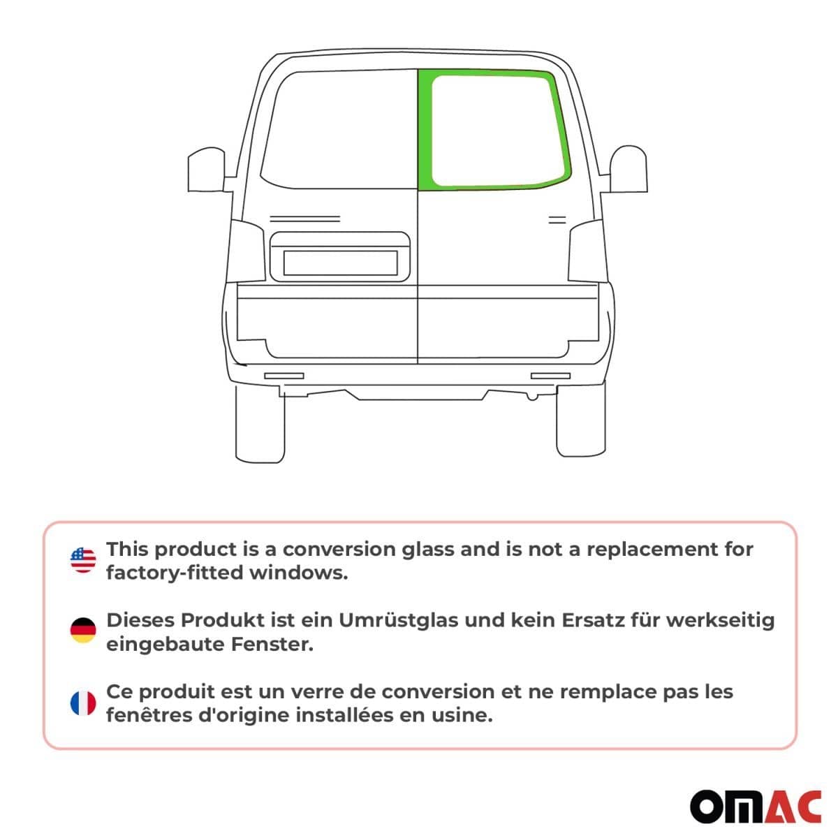 OMAC Heckscheibe Heckfenster VW T6-T6-1 L1-L2 Bj. 2015-2024 Fluegeltuer Rechts - A050995