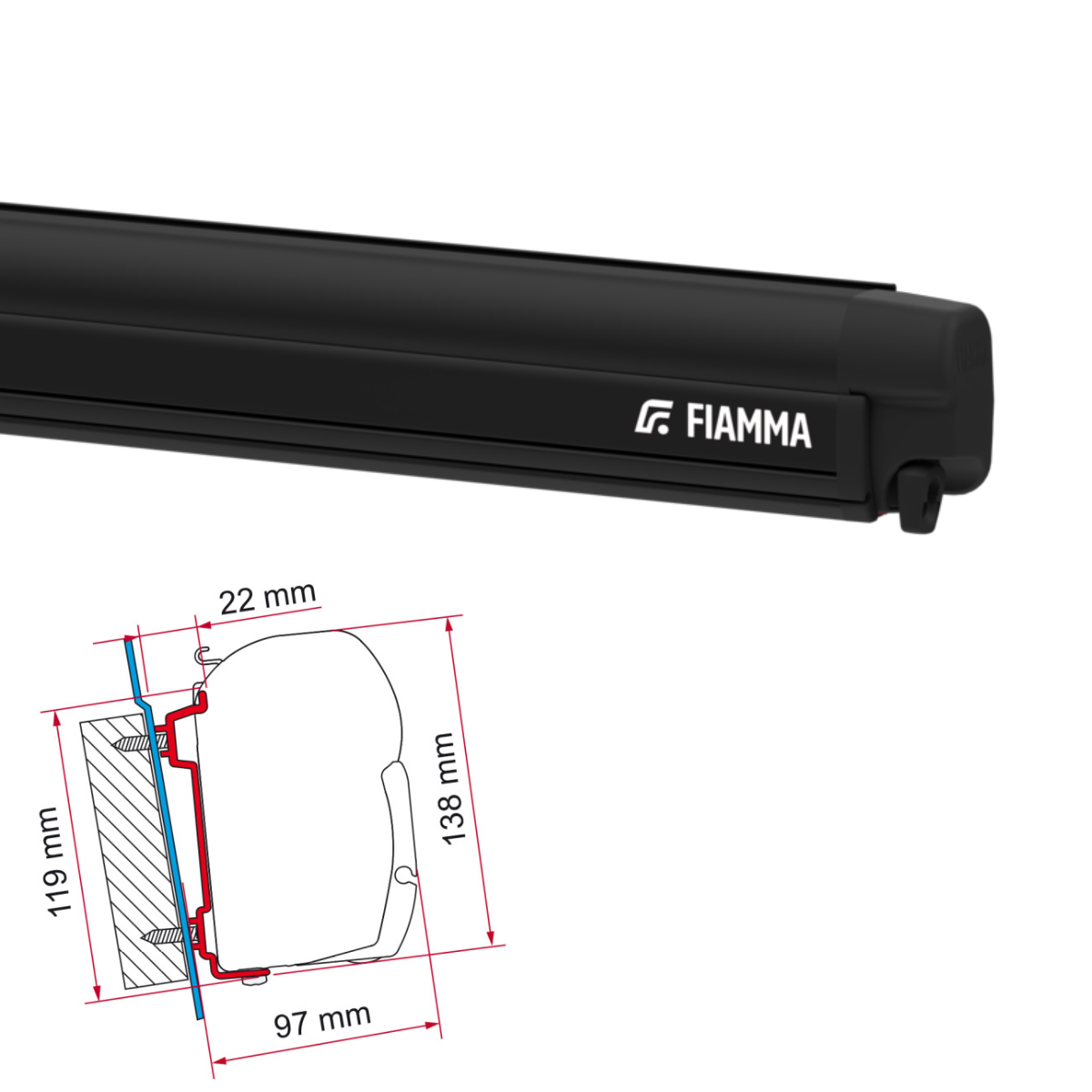 Markise FIAMMA F45 S 260 Royal grey Behuizing deep black incl. Adapterkit Ford Transit H2 H3 L1 Markise FIAMMA F45 S 260 Royal grey Gehaeuse deep black inkl. Adapterkit Ford Transit H2 H3 L1 - 06759H01R 98655-741