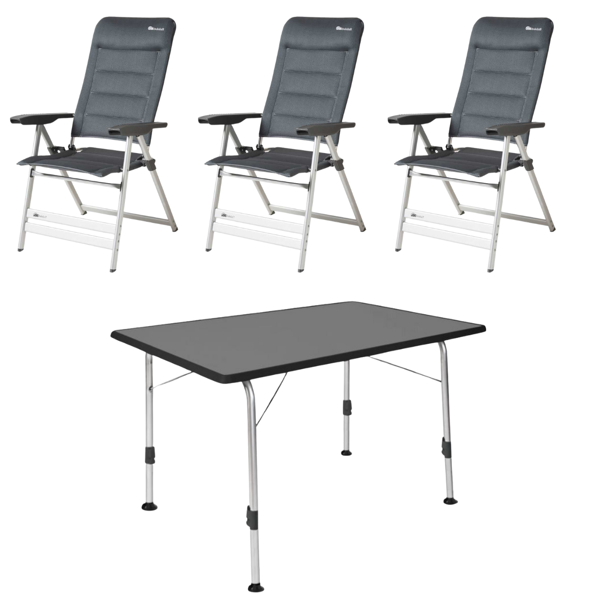 DUKDALF Stuhl Sublime 3D Mesh anthrazit 3er-Set - Tisch STABILIC III 115x70 cm anthrazit - 41-13-8800-4 40-24-1157.4